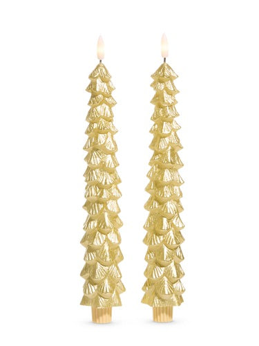 Gold Tree Taper Candles Set