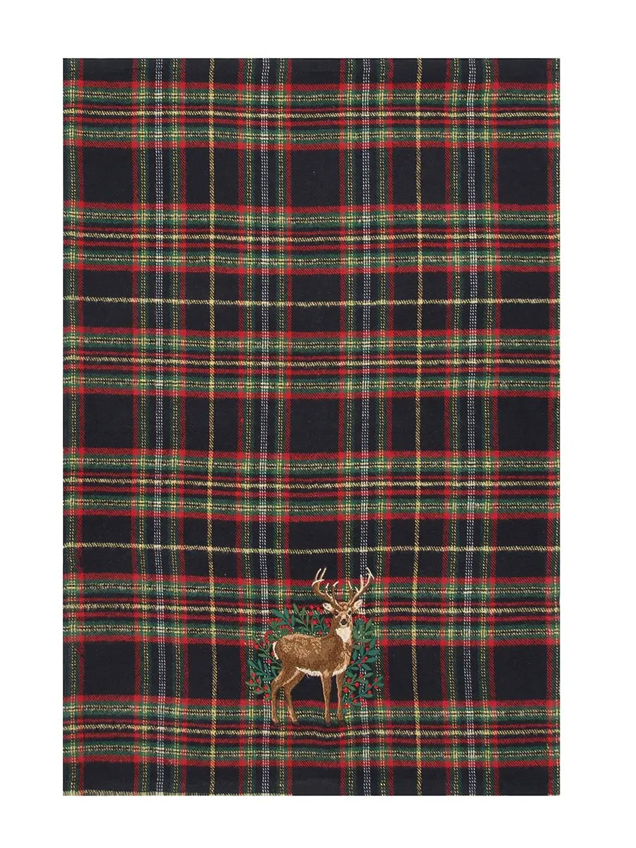 Deer Botanical Plaid Towel