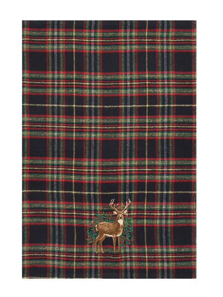 Deer Botanical Plaid Towel