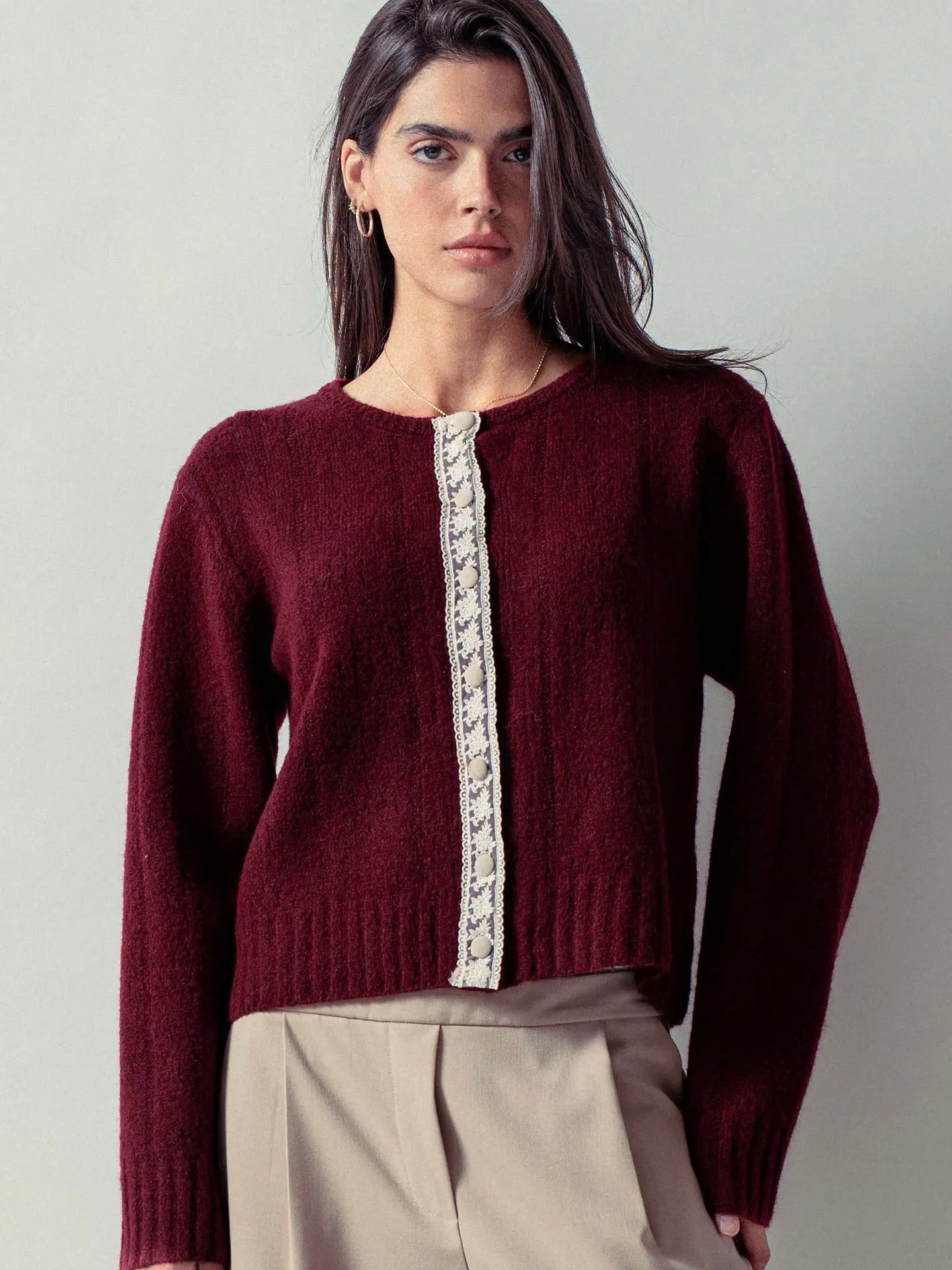 Lace Trim Cardigan