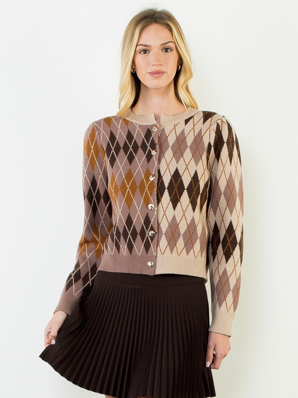 Pilsen Pattern Gold Button Cardigan