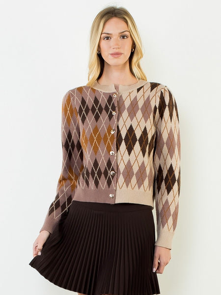 Pilsen Pattern Gold Button Cardigan