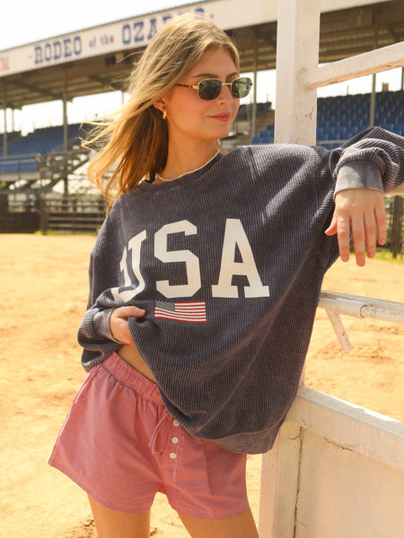 USA Flag Cord Sweatshirt