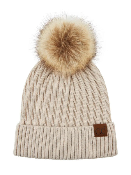Honeycomb Pom Beanie