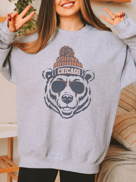 Bear with Chicago Beanie Sweatshirt