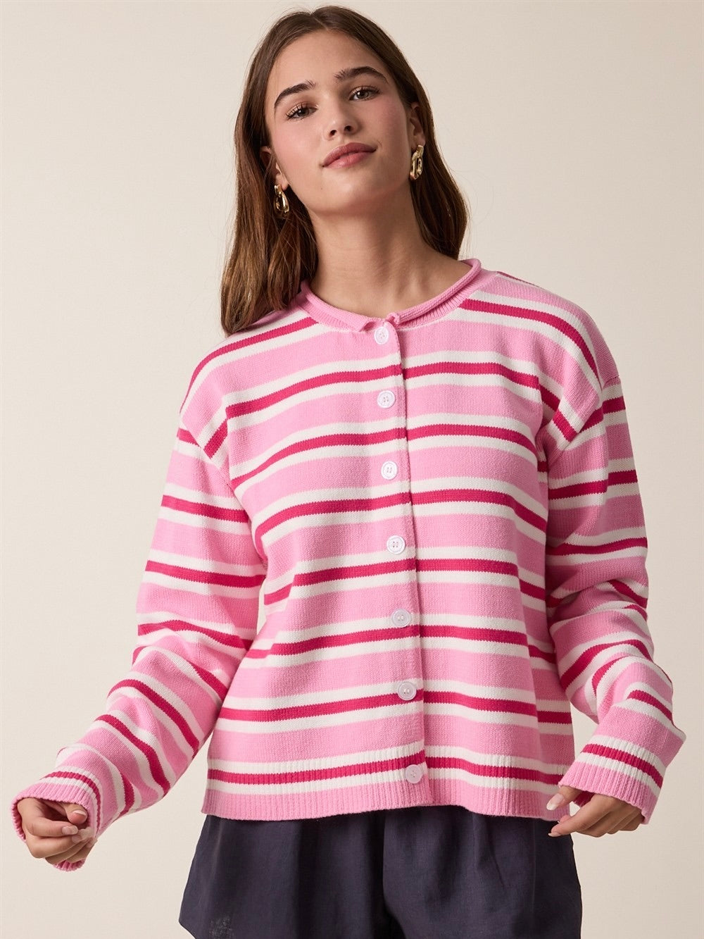 Hearts Afire Stripe Cardigan