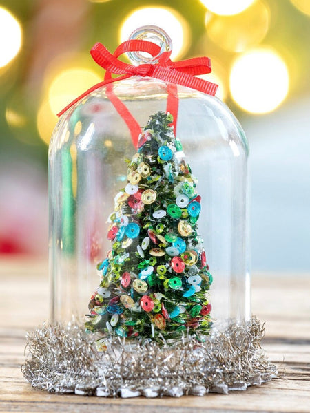 Vintage Sisal Tree in Glass Dome Ornament