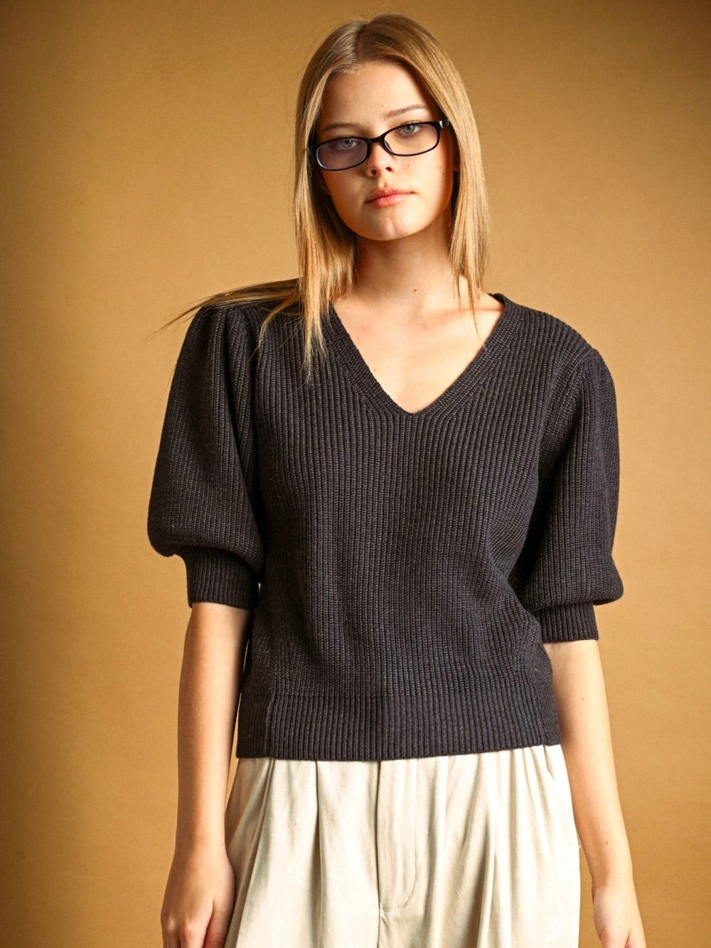 Meredith Puff Sleeve Knit Top