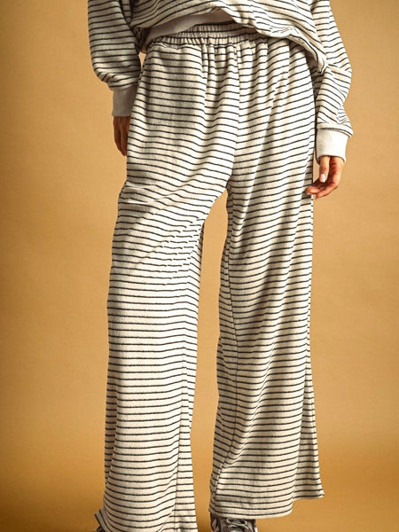 Striped Pattern Towel Fabric Pants