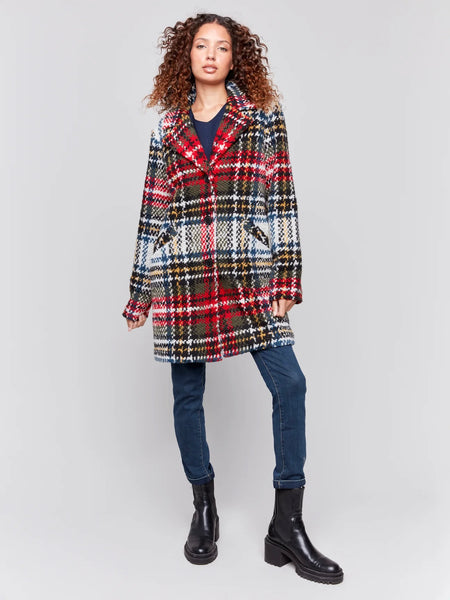 Charlotte Straight Cut Plaid Boucle Coat