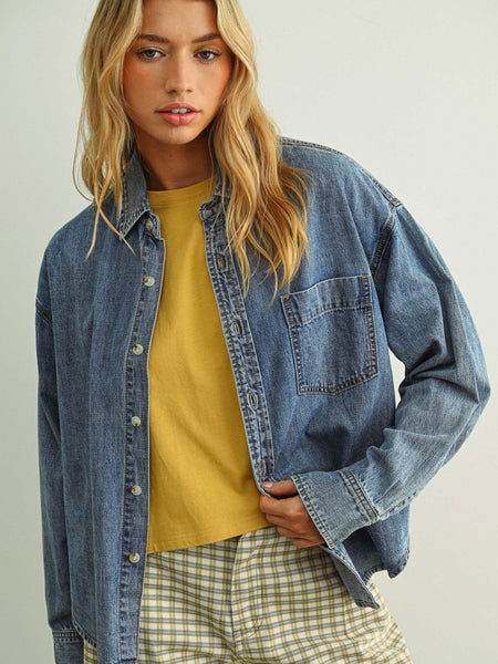 Washed Denim Button Down
