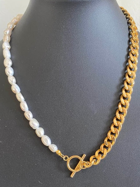 Lauren Modern Pearl and Chain Necklace
