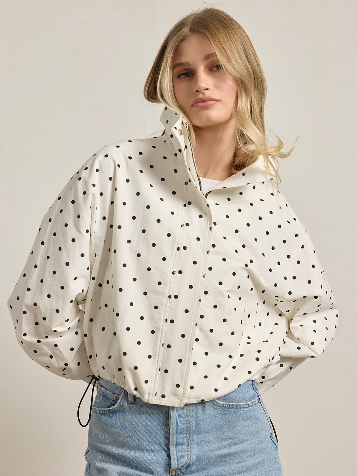 Polka Dot Drawstring Jacket