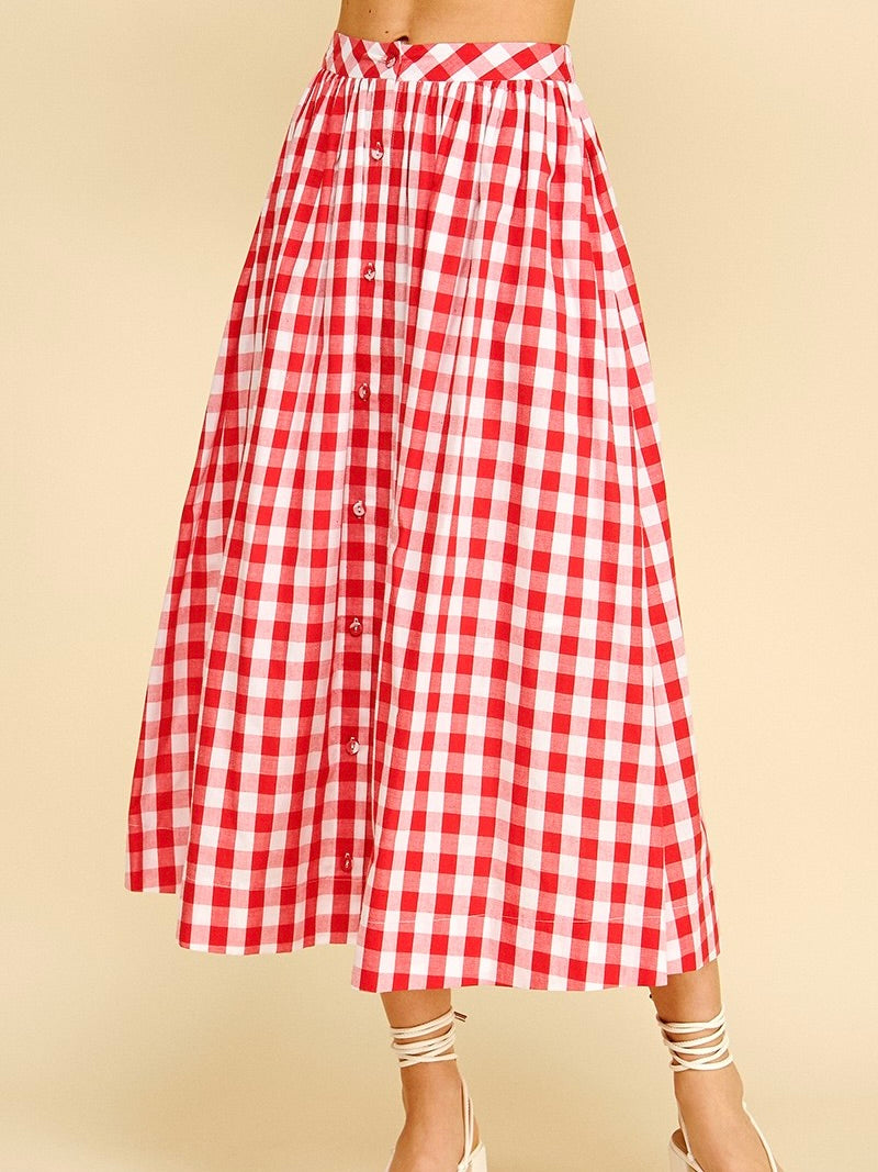 Gingham Button Down Skirt