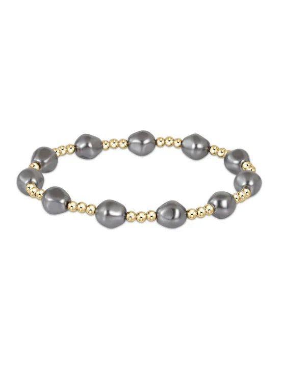 {enewton} Admire Gold 3mm Bead Bracelet - Pearl Dark Grey