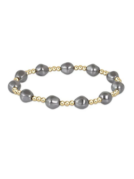 {enewton} Admire Gold 3mm Bead Bracelet - Pearl Dark Grey