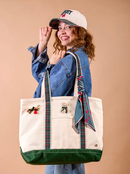 The Darling Canvas Tote Bag - Evergreen Plaid