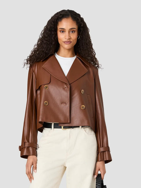 French Connection Porto Faux Leather Cropped Jacket