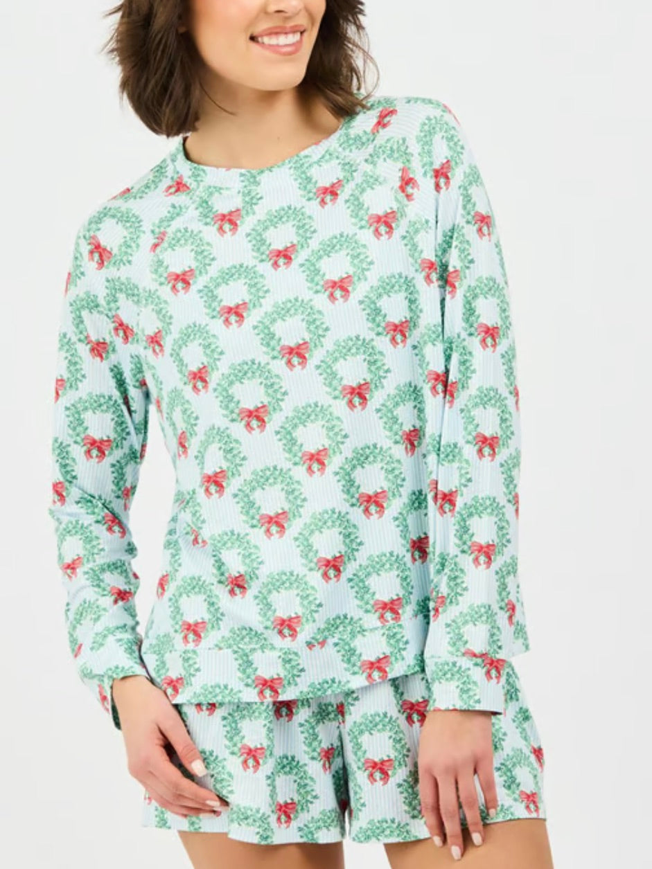 Wreath & Ribbon PJ Short Set