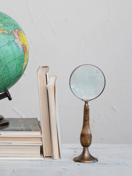 Brass & Bone Magnifying Glass on Stand