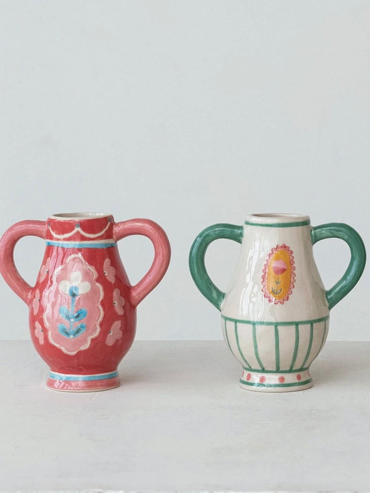 Hand Painted Stoneware Urn