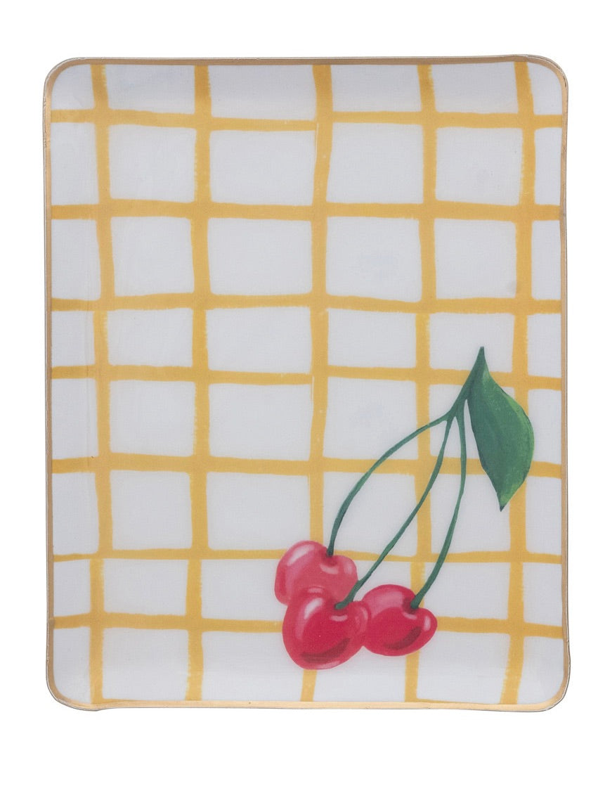 Cherries Enameled Tray