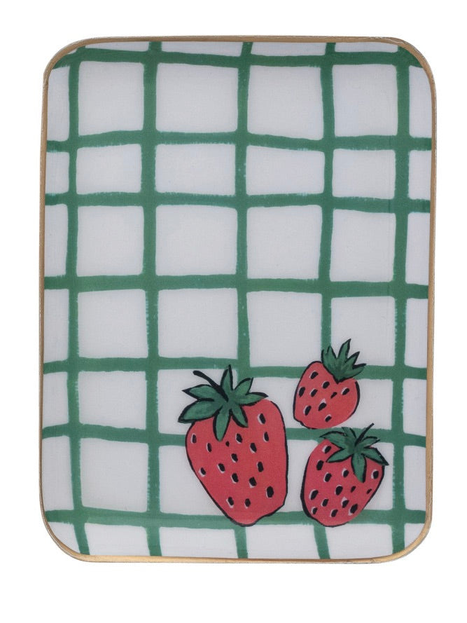 Strawberries Enameled Tray