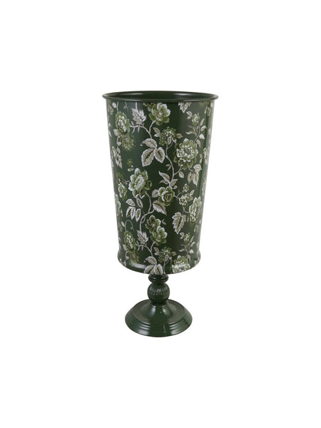 Metal Footed Vase with Floral Pattern