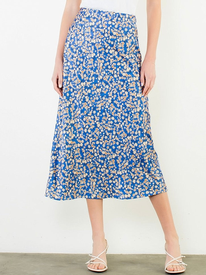 Satin Floral Skirt