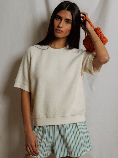 perfectwhitetee Kennedy Core Fleece Short Sleeve Top