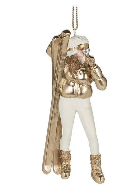 Drinking Skier Gal Ornament
