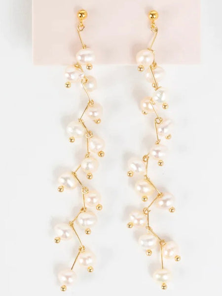Floating Pearl Duster Earring