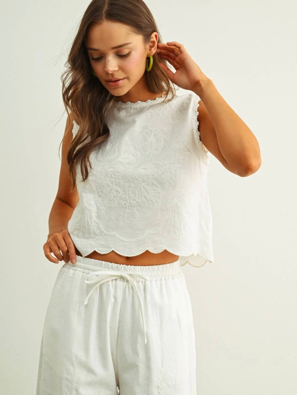 Embroidered Sleeveless Top