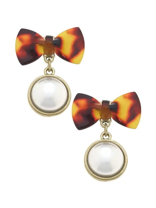 Alexa Pearl Drop Bow Earrings