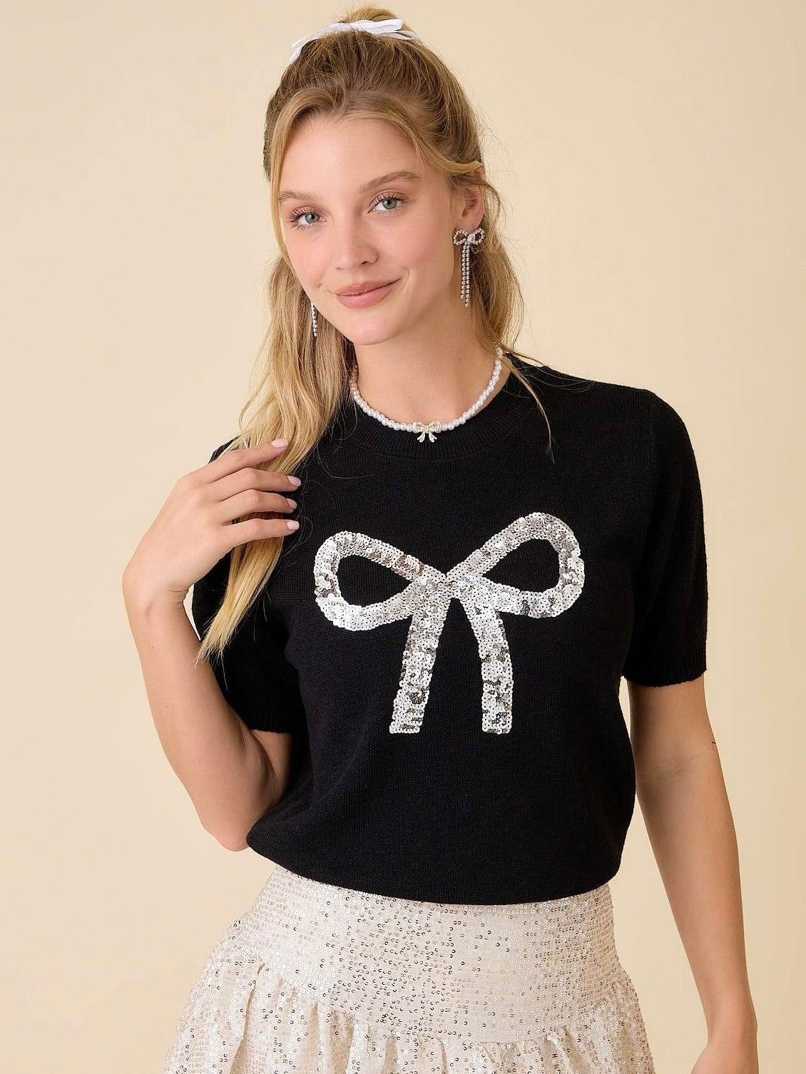 Sequin Bow Sweater
