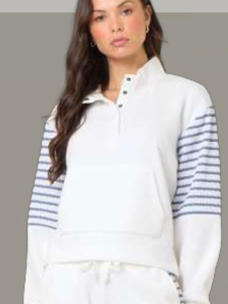 Cloud Quarter Snap with Navy Striped Insert