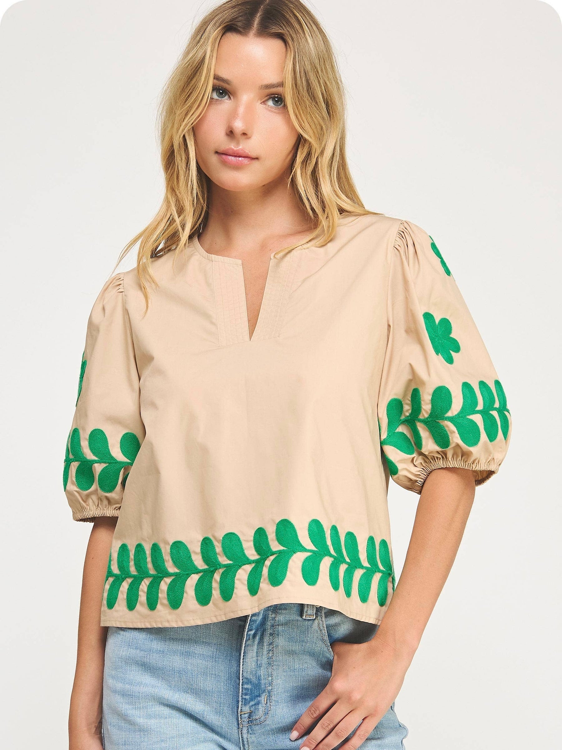 Fallon Flower Embroidered Top