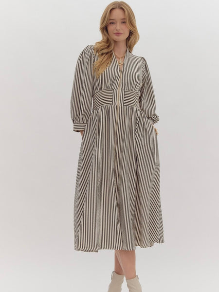 Sharon Zip Front Stripe Dress