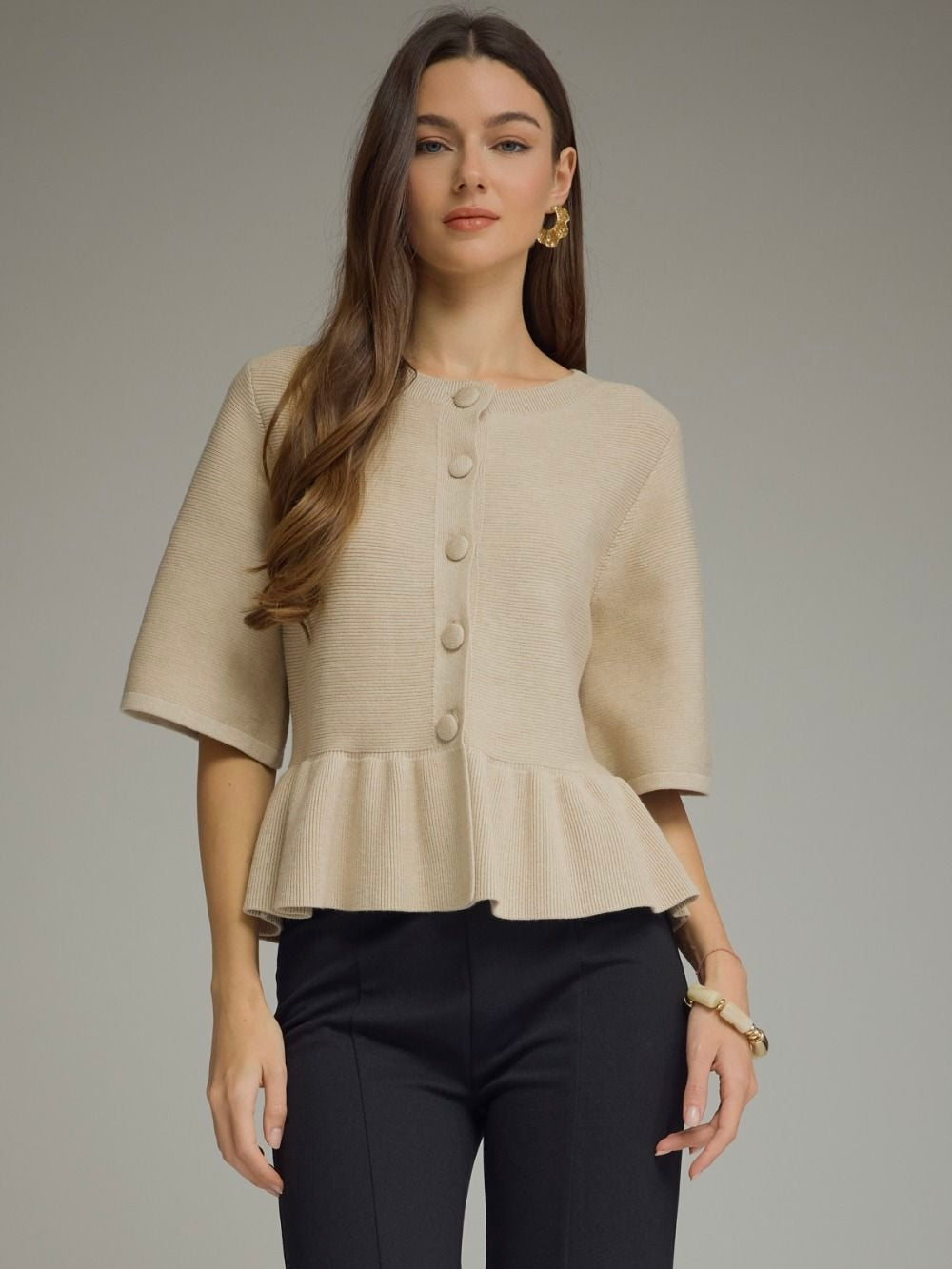Peplum Button Down Cardigan