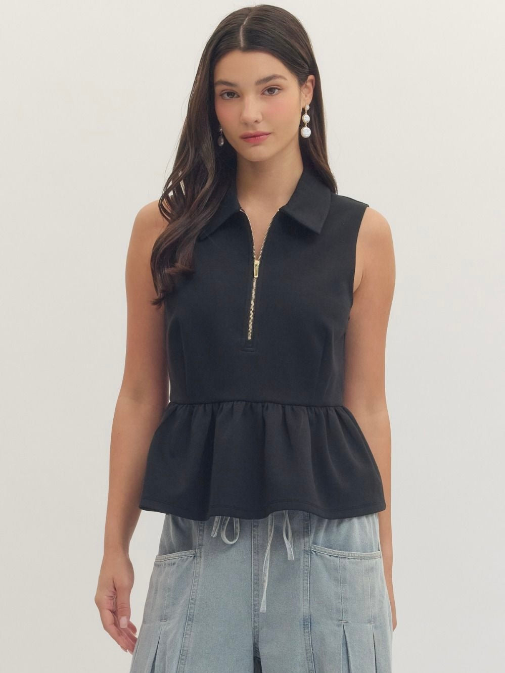 Collared Peplum Top