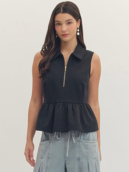 Collared Peplum Top