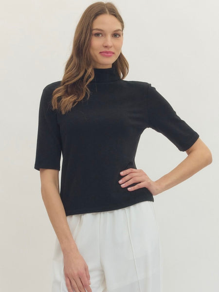 Solid Mock Neck Top