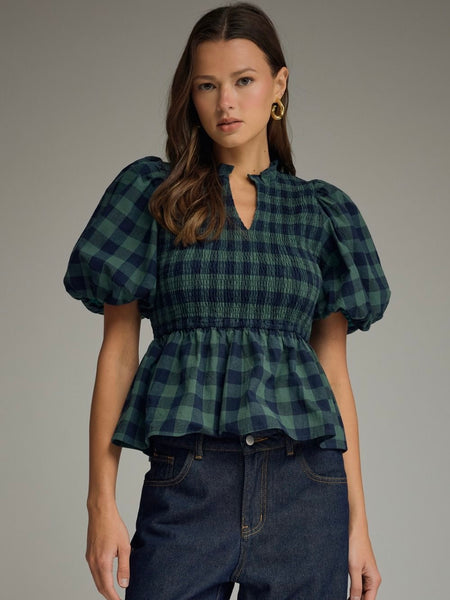 Checkered Peplum Top