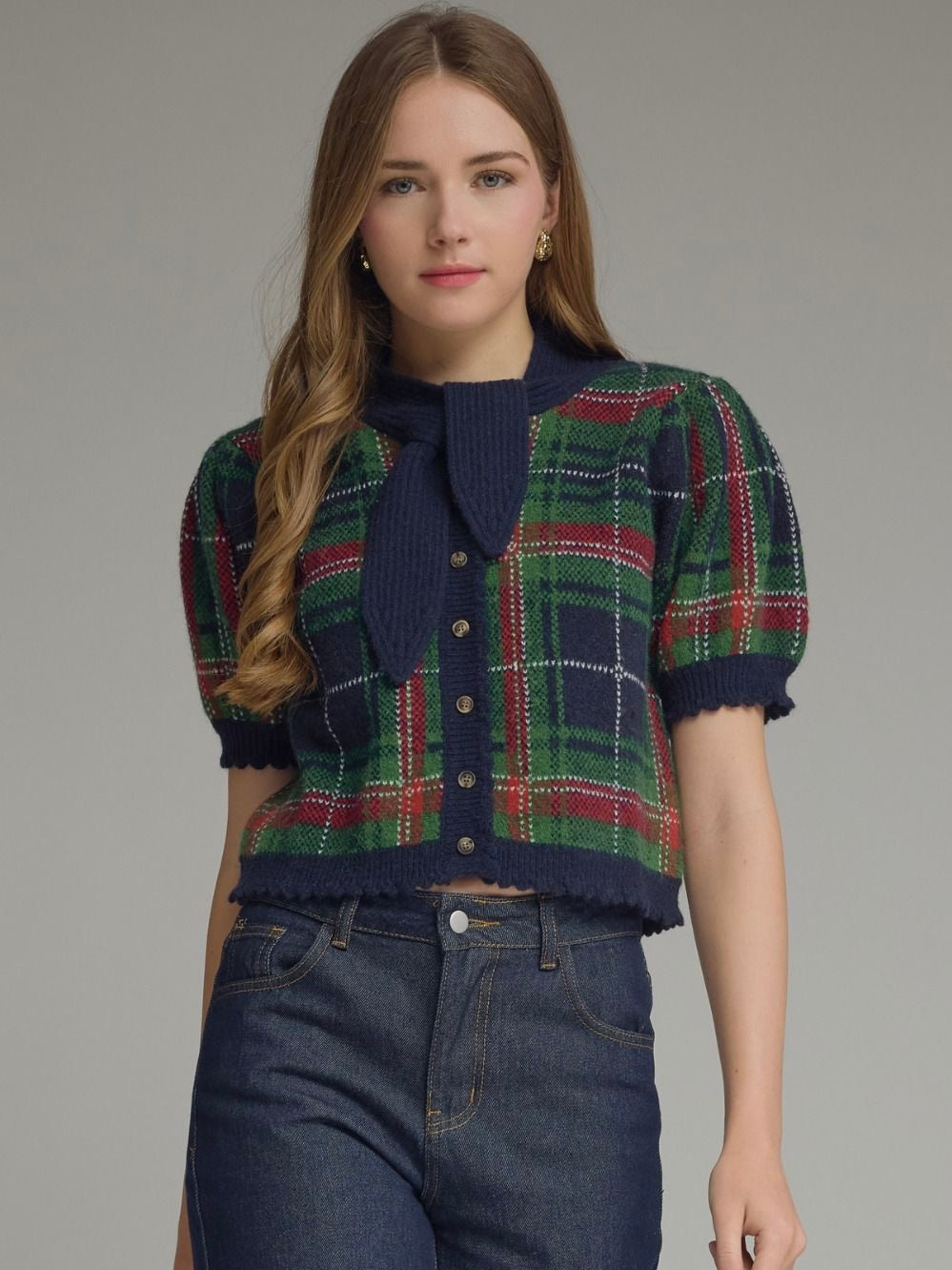 Plaid Tie Cardi