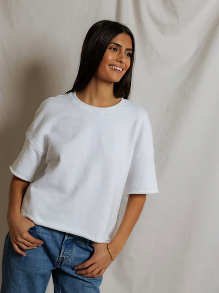 {perfectwhitetee} Ezra Niall Fabric Short Sleeve Sweatshirt