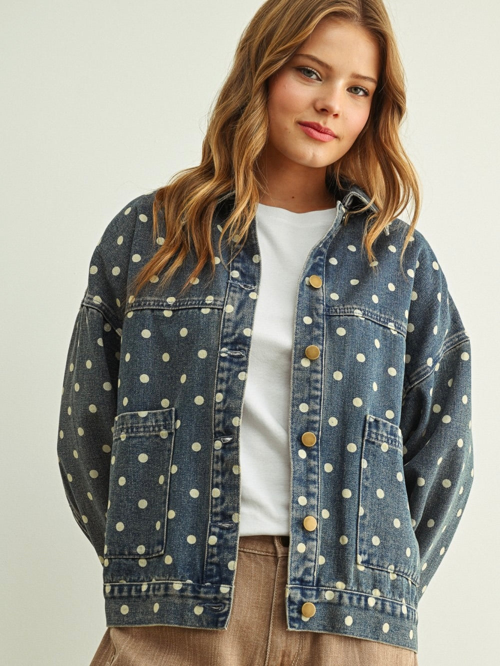 Polka Dot Denim Jacket