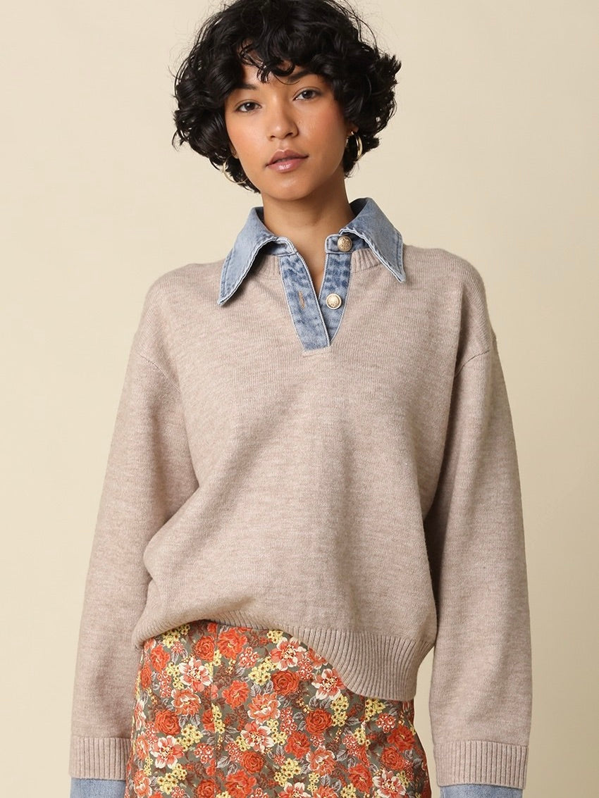 Emely Contrast Knit Top