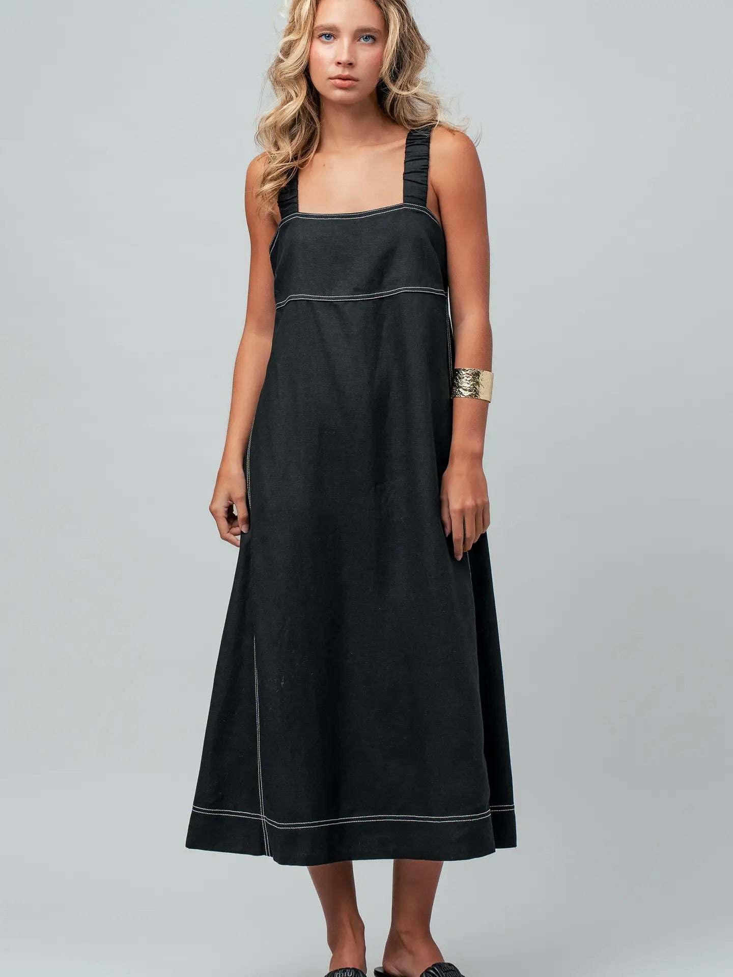 Contrast Stitch Midi Dress