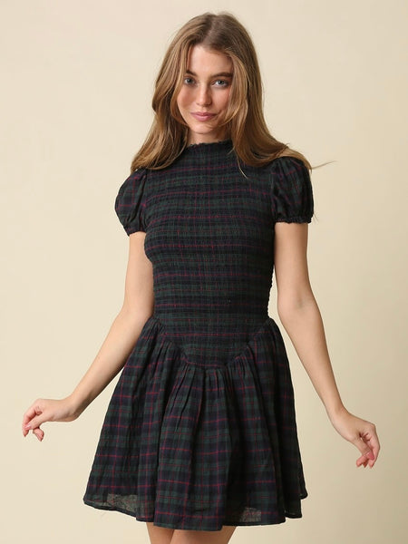 Rowan Plaid Smocked Dress