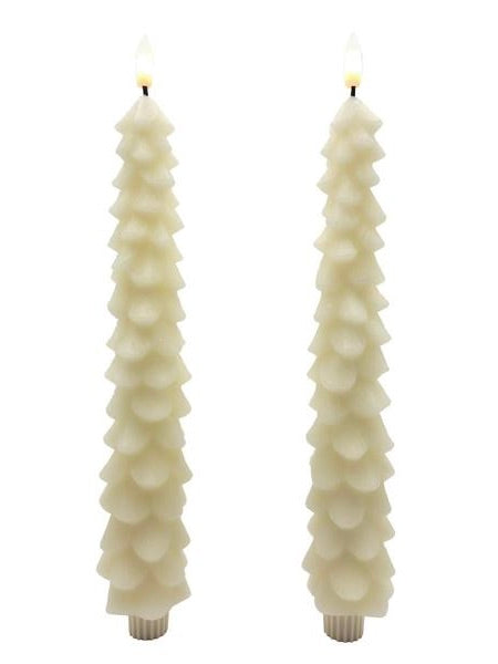 10.5" Tree Taper Flameless Candles Set